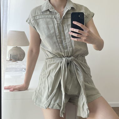 Zara Sage-Leinen-Jumpsuit