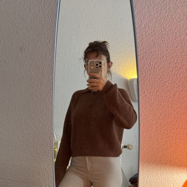 Schokoladenbrauner Kragenpullover