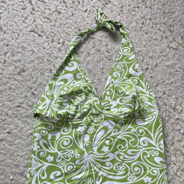 Green and white halter top
