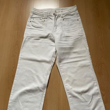 Women’s cotton white denim trousers - size 34/36  