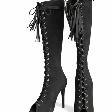 Black high-heel lace-up boots