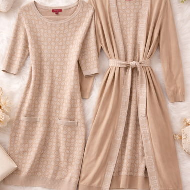 Guess cardigan and beige dress set