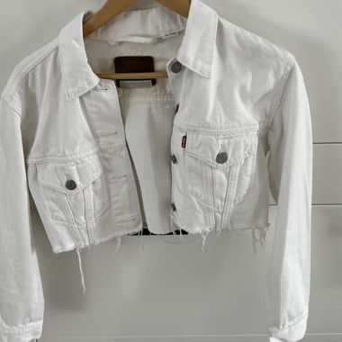 Giacca di jeans Levi's bianca cropped