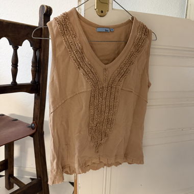 Vintage Beige-Top ohne Ärmel
