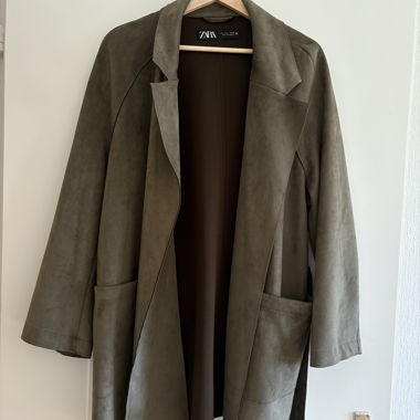 Faux Suede Trench Coat