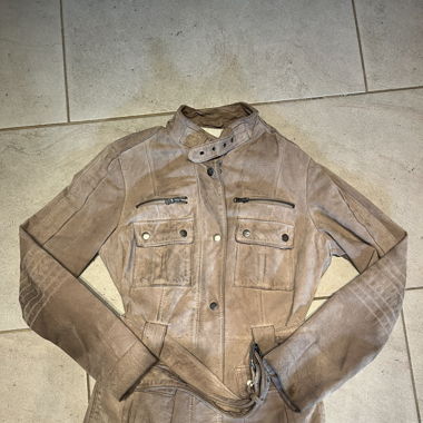 Vintage Zara Wild Lederjacke beige Grösse S