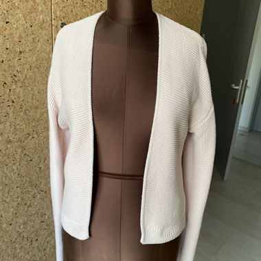 Cardigan lavorato a maglia rosa chiaro aperto