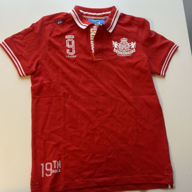 Rotes Bunker Mentality Poloshirt Größe M