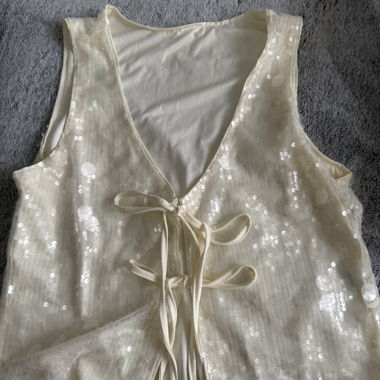 Sequin Top with Tie Ribbon