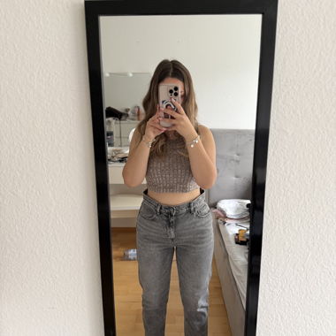 Jeans Mom vita alta grigi