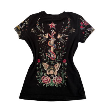Moschino T-Shirt Top Tattoo Tee Nieten Vintage Y2K