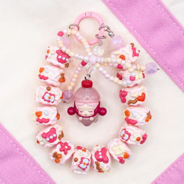SKULLPANDA Peach POP BEAN Schlüsselanhänger Telefon‑Charm