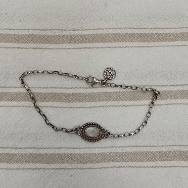 Sterling Silver 925 Bracelet with Stone Pendant