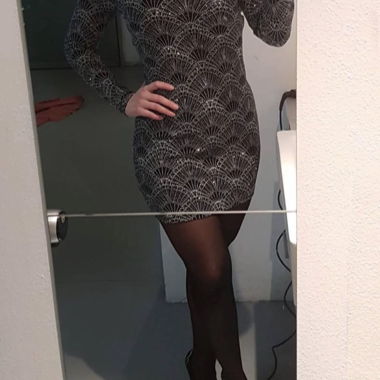 Black Dress with Geometric Pattern
