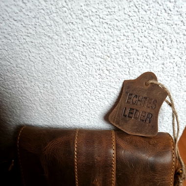 Brown leather handbag