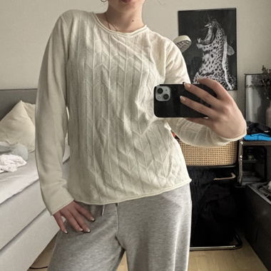 Pull en tricot crème M