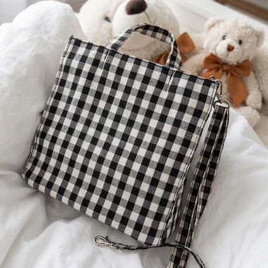 Schopper-Tasche Vichy Schwarz-Weiss