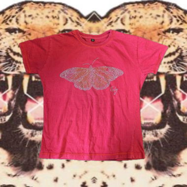 Nostalgic Pink Glitter butterfly t-shirt