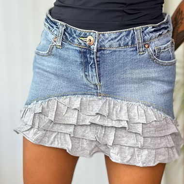 Ruffle Jeans Skirt (S-M)