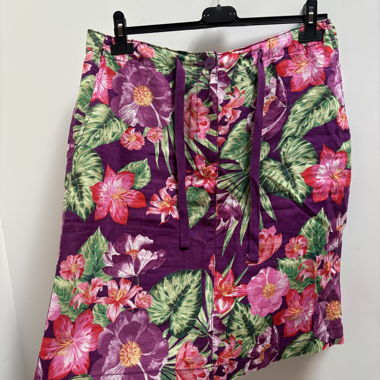 Jupe en lin imprimé fleurs M&S