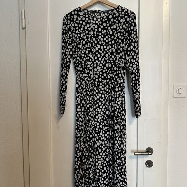 ZARA vestito midi a pois nero/bianco 