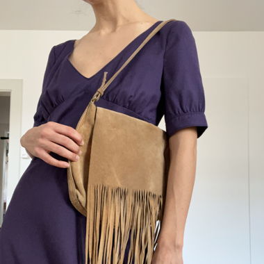 Archival miu miu fall winter 1993 fringe suede bag