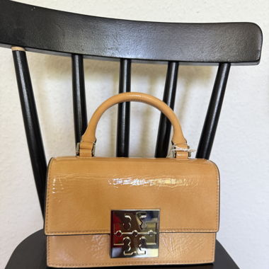 TORY BURCH Bon Bon two-tone patent-leather tote