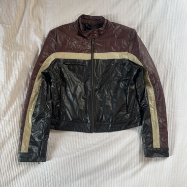 Veste en cuir vintage bicolore