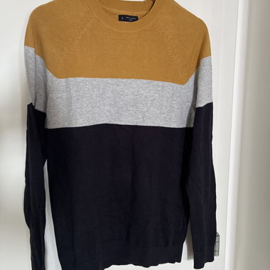 Maglione sottile New Look colorblock senape grigio nero