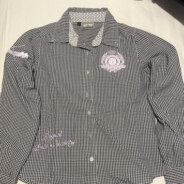Polo Bluse Schwarz/Weiss/Pink