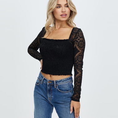 Guess. Top corto in pizzo nero. XS. S. Nuovo!