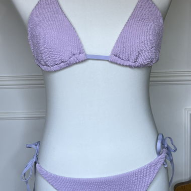 Smocked purple tie-up bikini