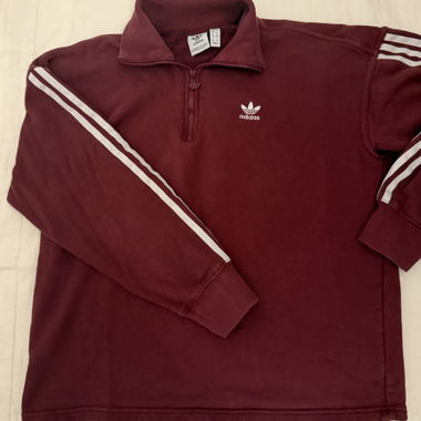 Felpa Adidas vintage con zip bordeaux