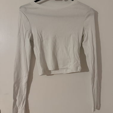 White long-sleeve crop top