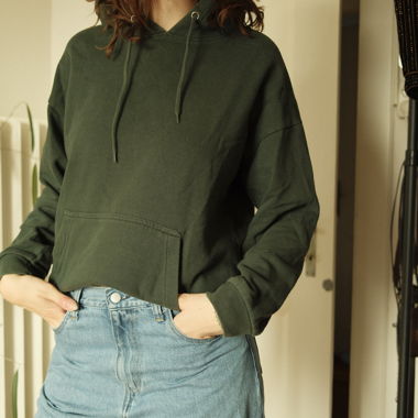 Pier One dark green cropped hoodie