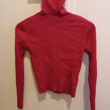 Pull col roulé rose