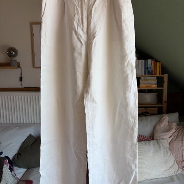 Pantalon ample en lin blanc