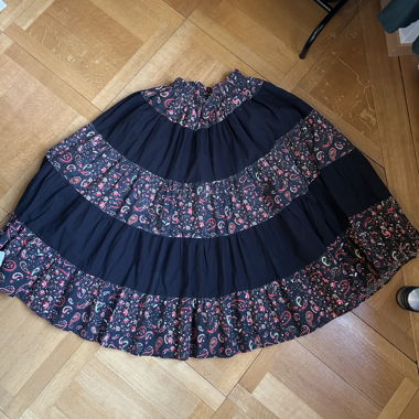 Black long bohemian ruffle skirt
