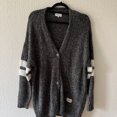 Twintip Cardigan grau/weiss
