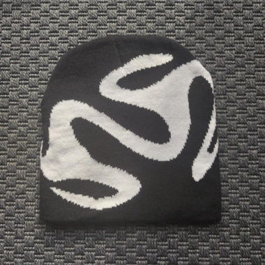 Black and white beanie cap y2k hat