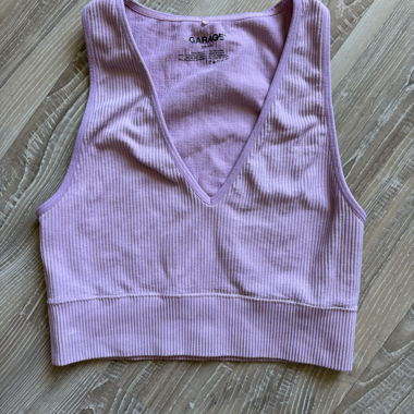 Garage Lilac Ribbed Crop Top