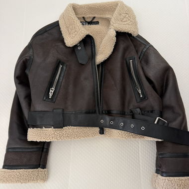Lammfelljacke dunkelbraun