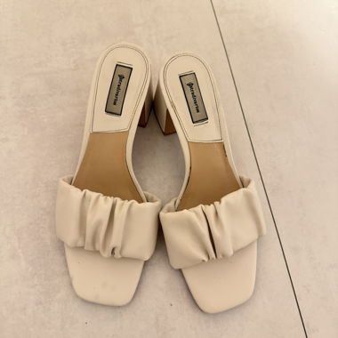 Beige Block-Heel Sandals