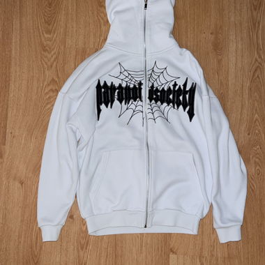 Weisser Zipper Hoodie