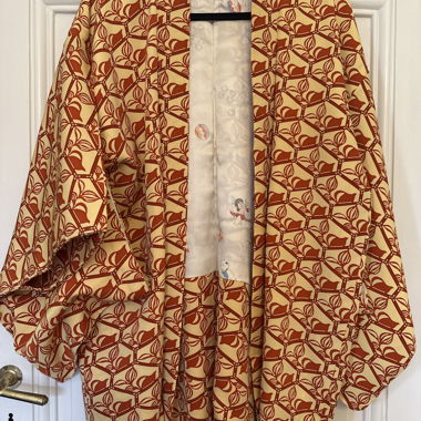 Kimono vintage in giallo zafferano e ruggine