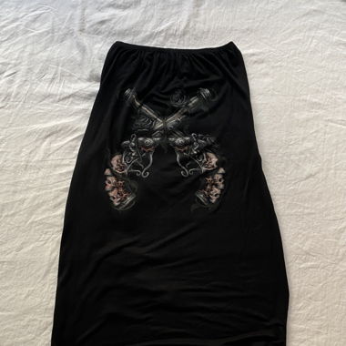 Black Goth Midi Skirt