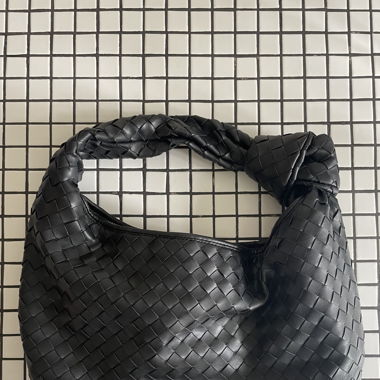 Black Leather Bag Bottega Style