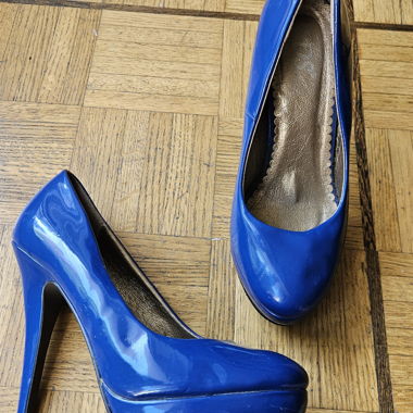 Blue Patent Heels