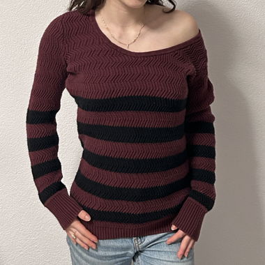 GUESS-Pullover bordeaux-schwarz gestreift