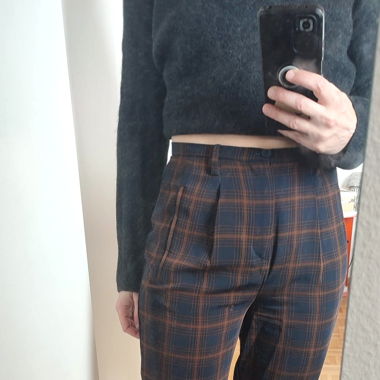 pantalon à carreaux souple - Hose mit Karomuster 